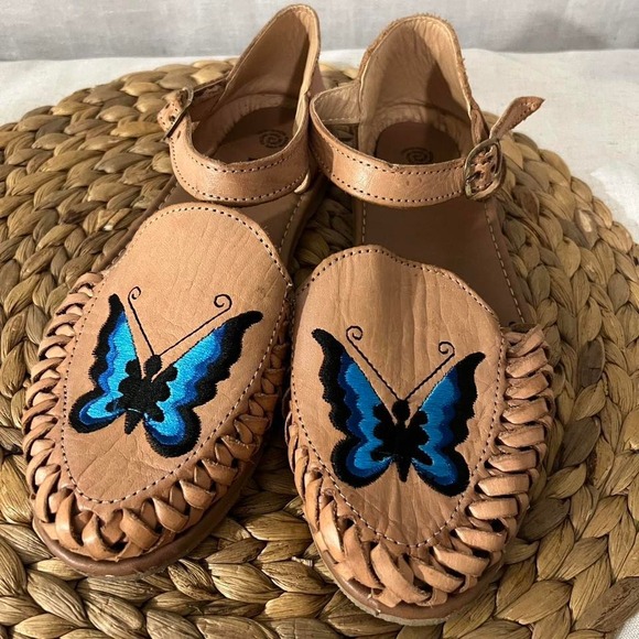 Shoes - Morpho Butterfly Huaraches for Women size 7 Leather Handmade Mexico